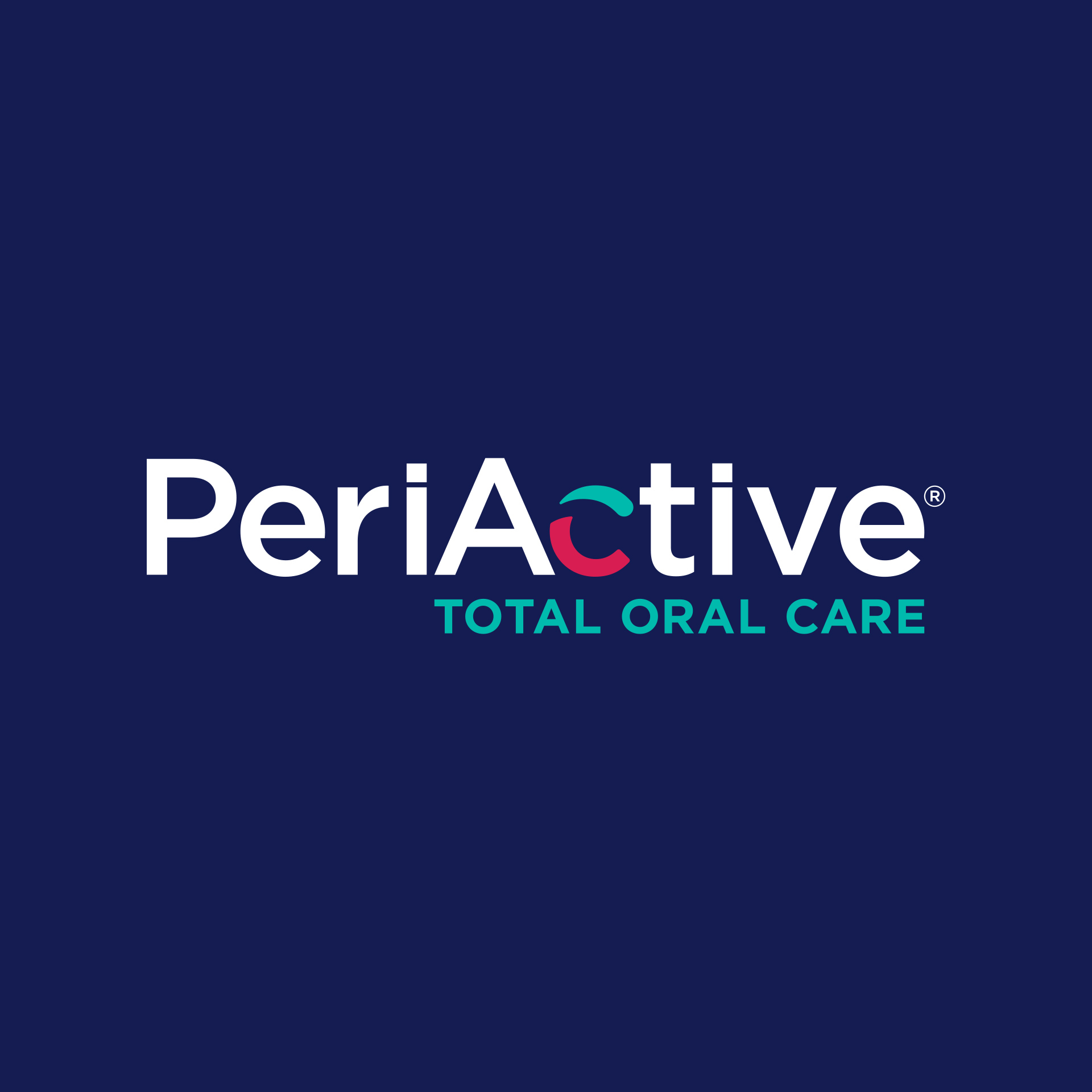 PeriActive logo with tagline Total Oral Care on a dark blue background.