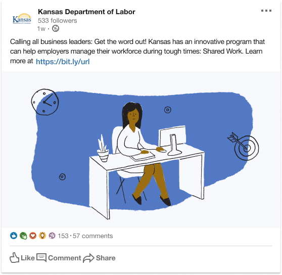 Illustration of a woman working at a desk with a plant, clock, and target icons on a blue background.