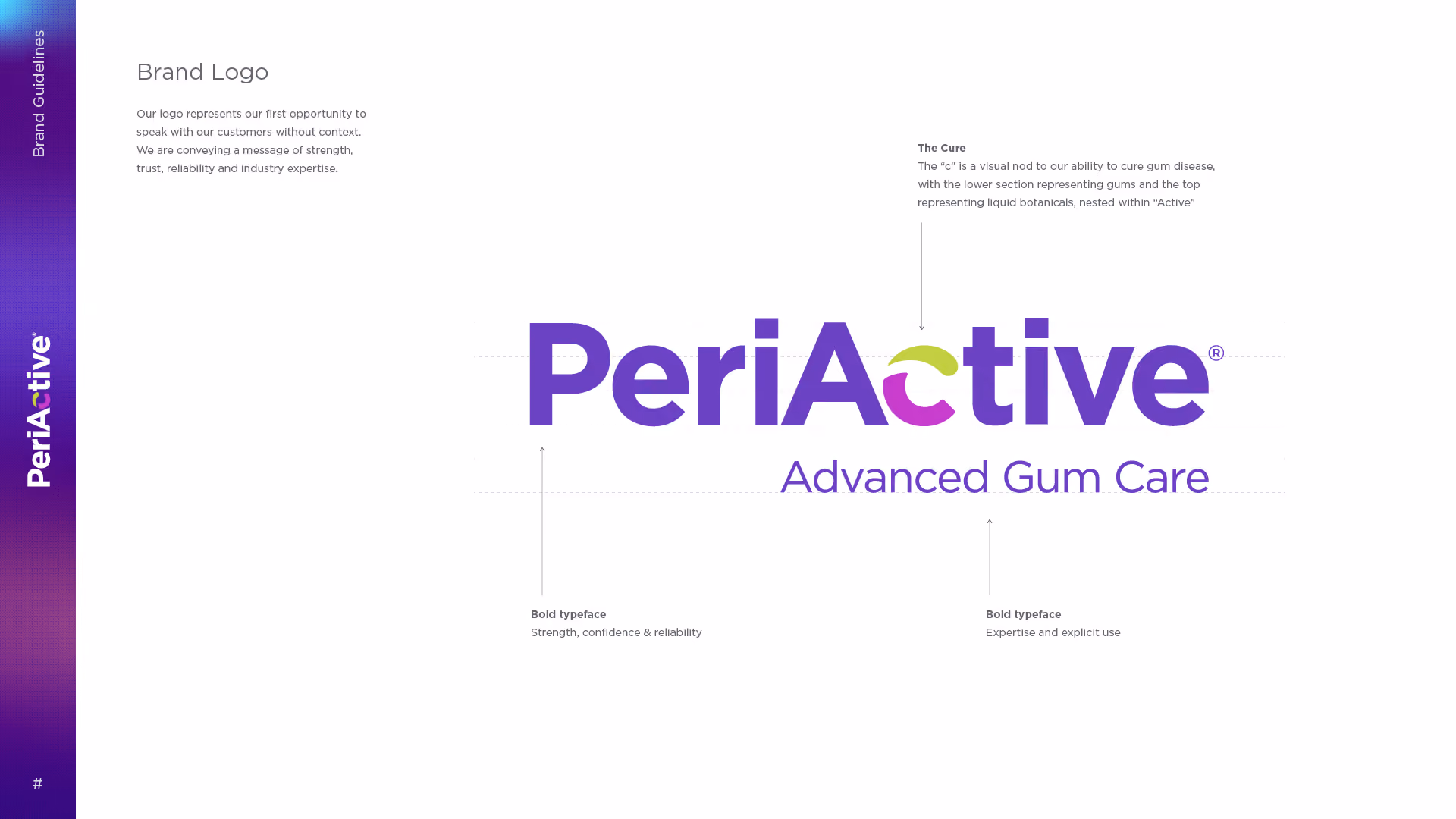The PeriActive Advanced Gum Care logo in bold purple with green and pink accents in the letter 'c'.