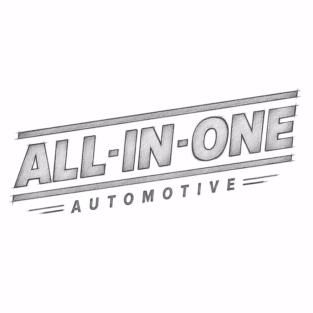 Sketched text reading ALL-IN-ONE with AUTOMOTIVE below, framed by two horizontal lines.
