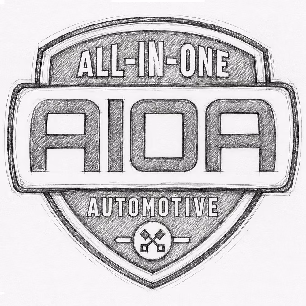 All-in-one AIOA Automotive logo with a shield outline and crossed wrench icons at the bottom.
