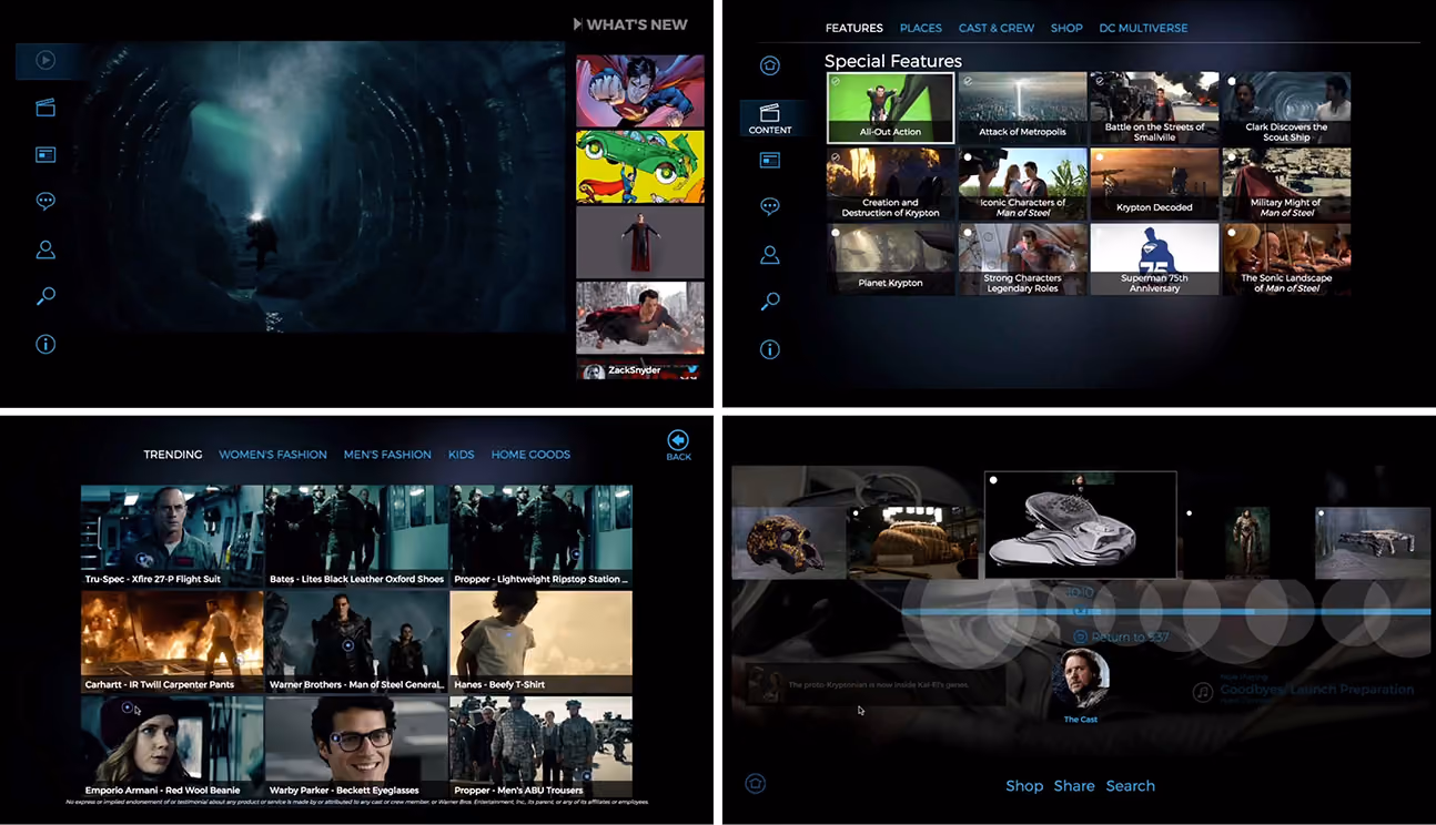 4 interface screens of the original set-top experience