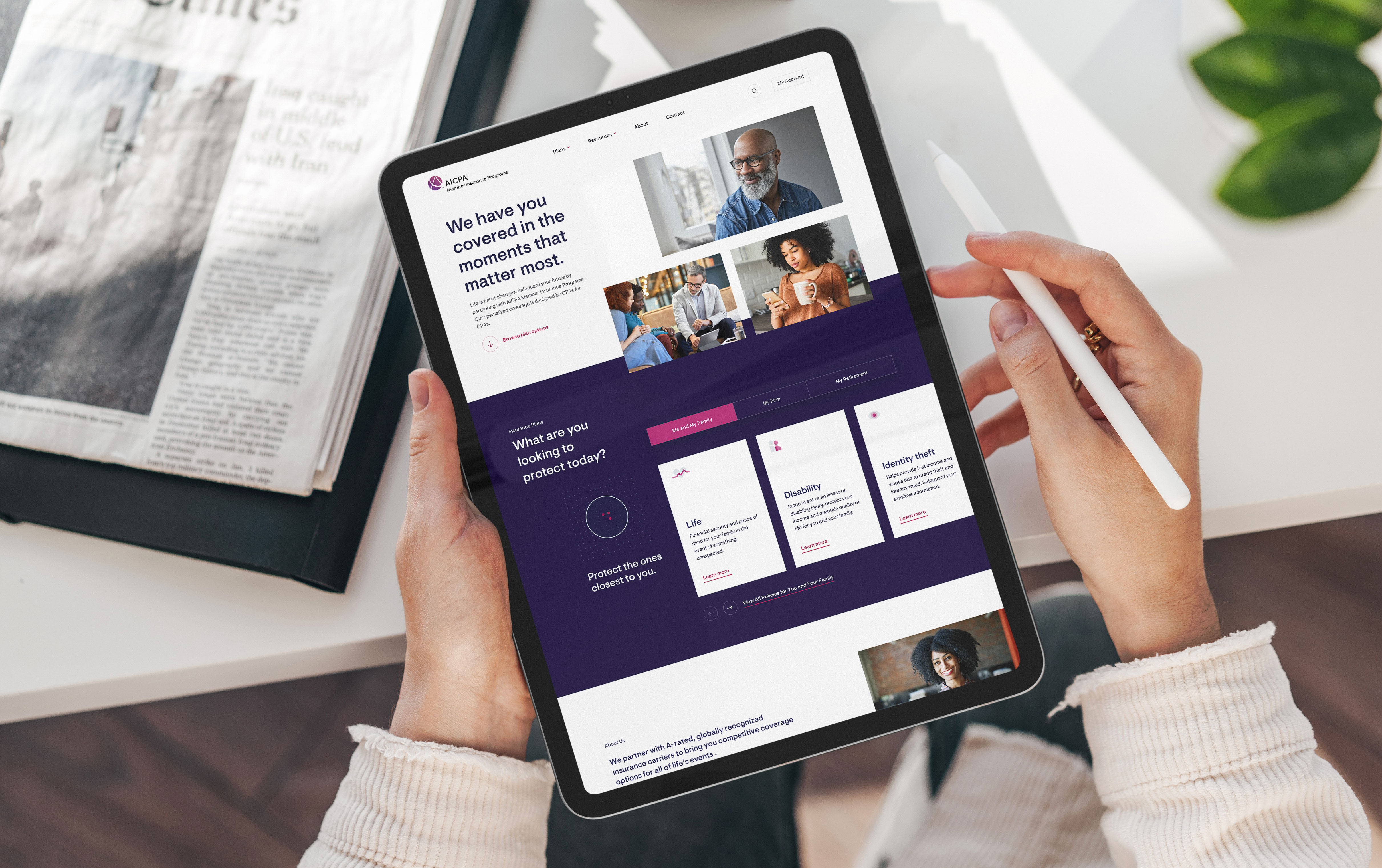 New AICPA website in an ipad mockup