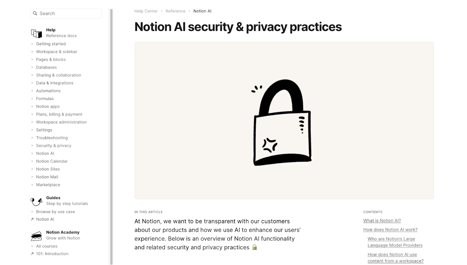 Notion has a detailed document detailing AI security and privacy practices