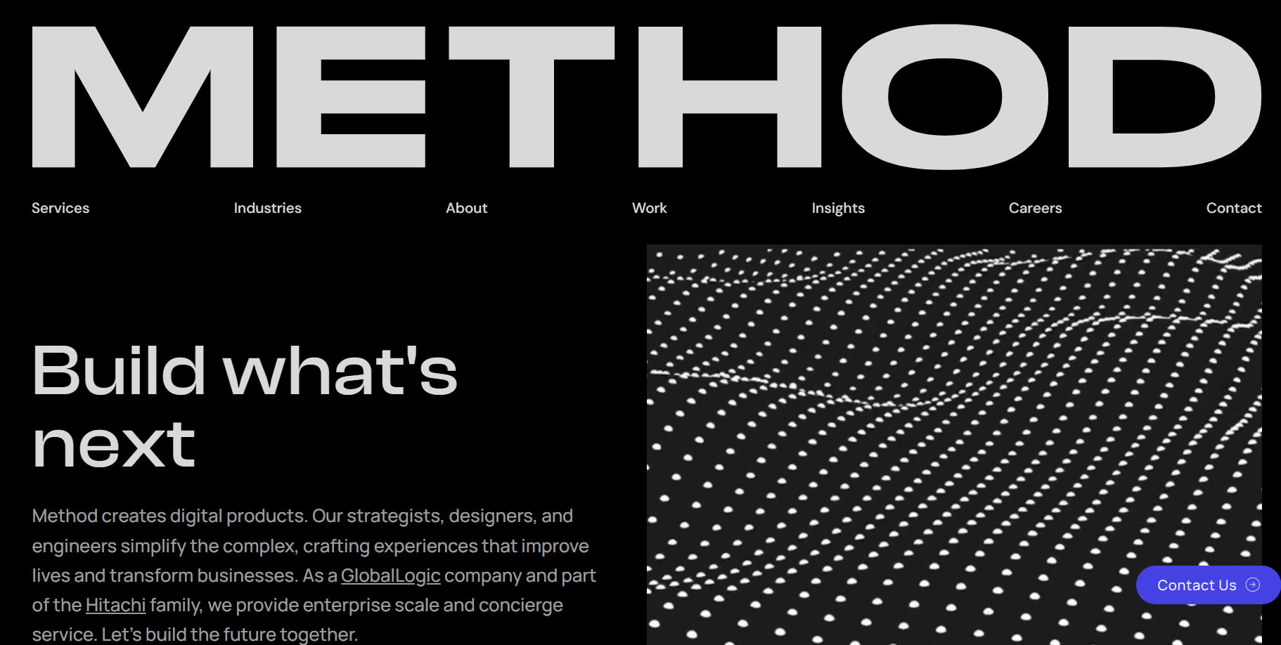 Method's website is black and bold