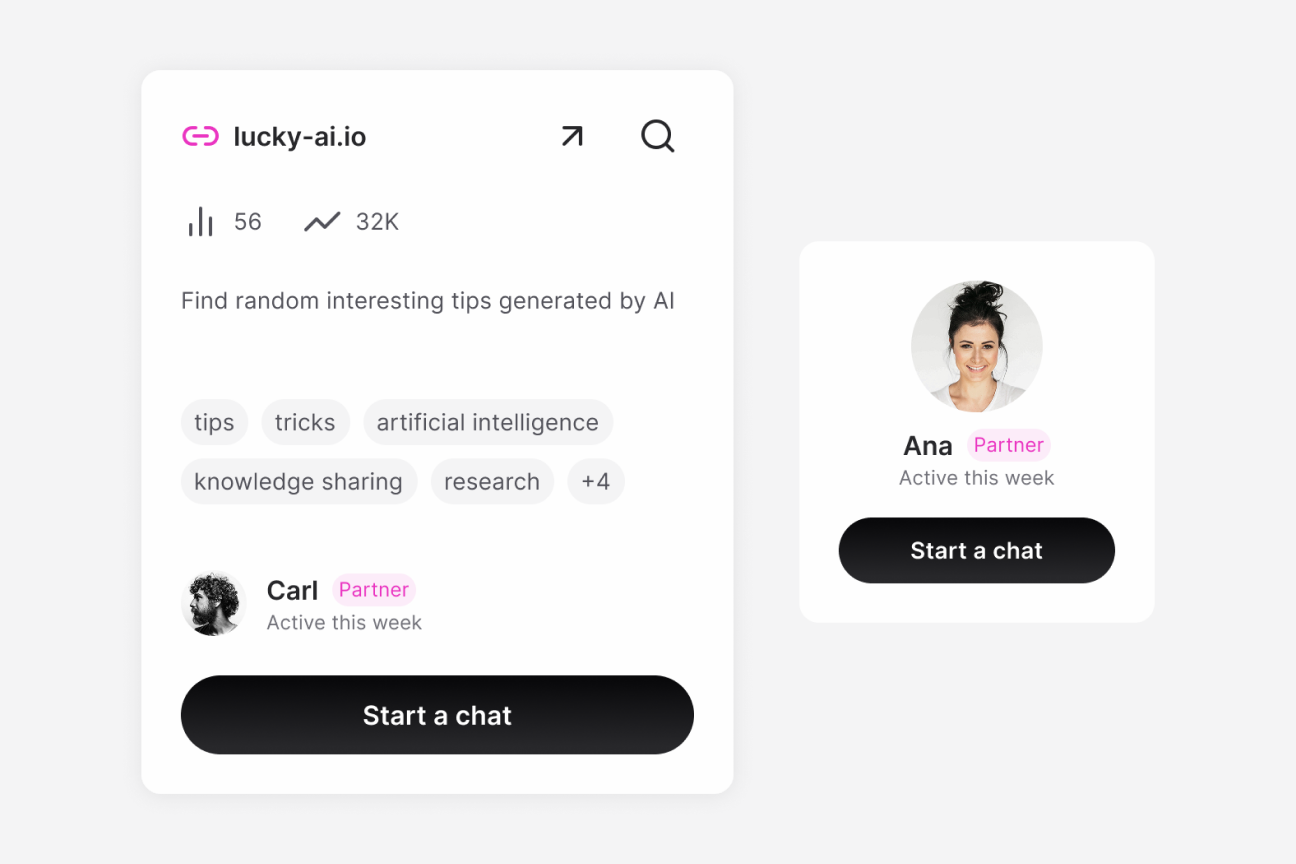 Ranking Raccoon site cards showing site admins with a "Partner" tag next to their names.