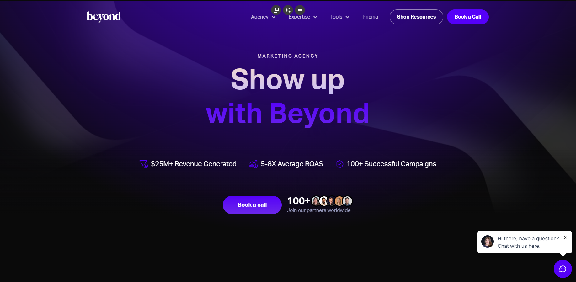 Beyond's website boast sof $25M revenue generated, with 5-8x bigger average roas