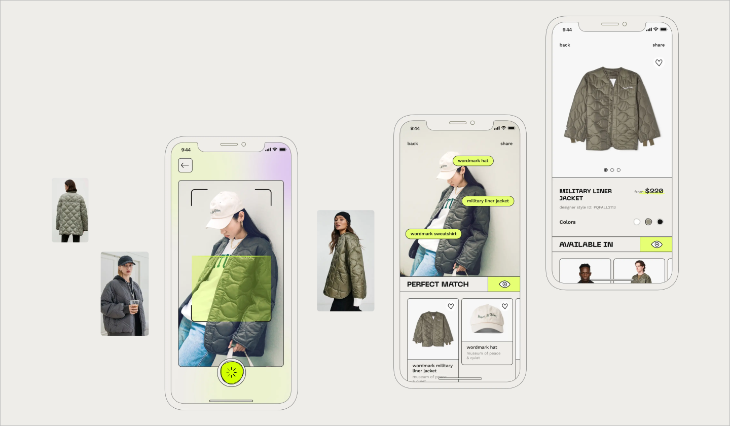 The app is in a neo-brutalist style, using playful elements, vibrant colors and gradients, and large typography