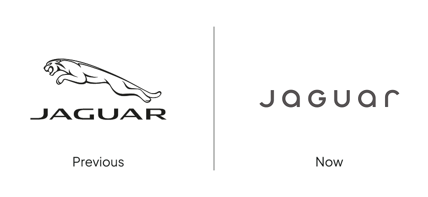 Jaguar's old and recent logo side by side