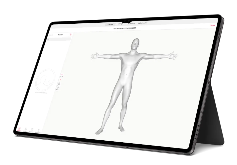 A 3D model showing the human body