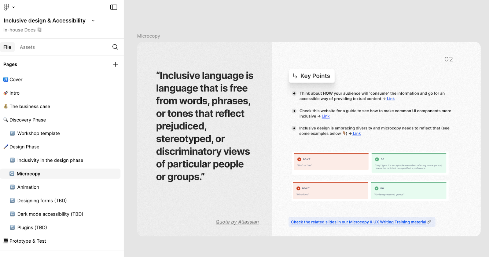 UX studio's internal library for accessible and inclusive design explores best practices by category, from workshops to microcopy, animations, form design, dark mode and plugins
