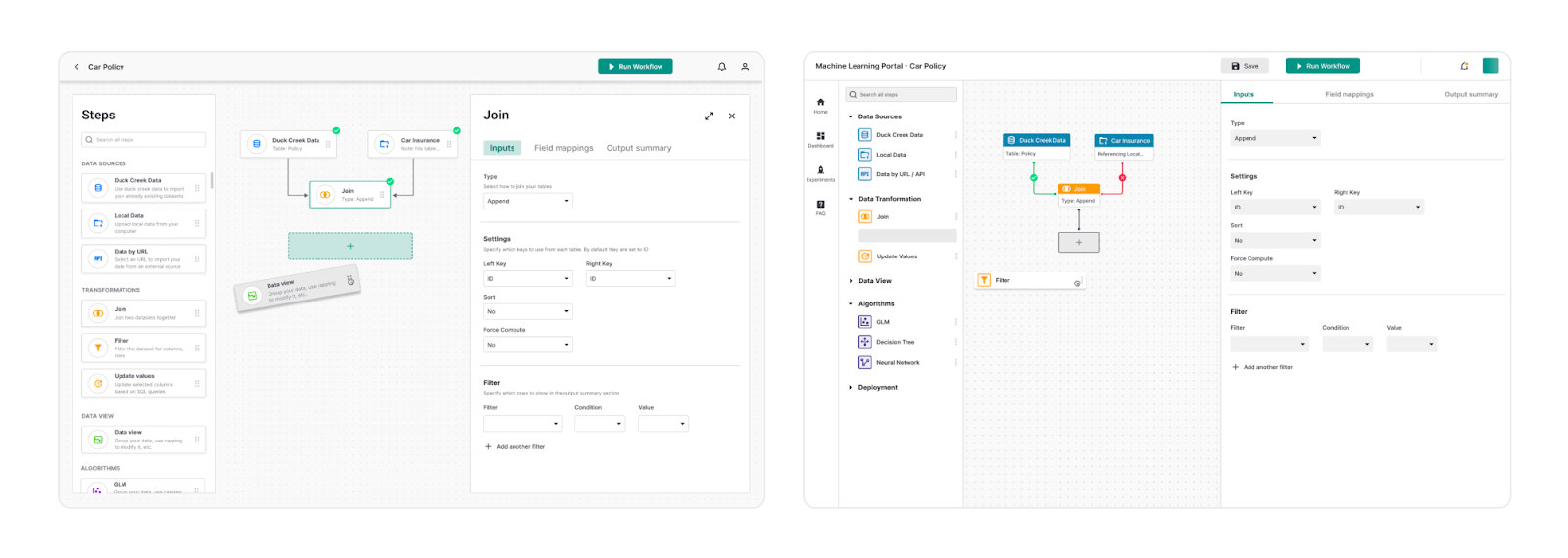 The look and feel is mnimalitic, with pops of muted green, orange and blue.