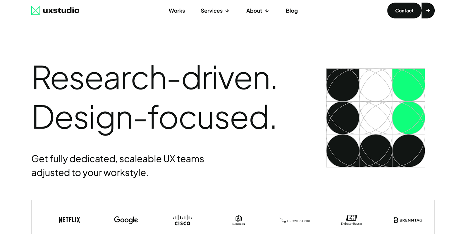 UX studio's website says they're a research-driven, design-focused agency