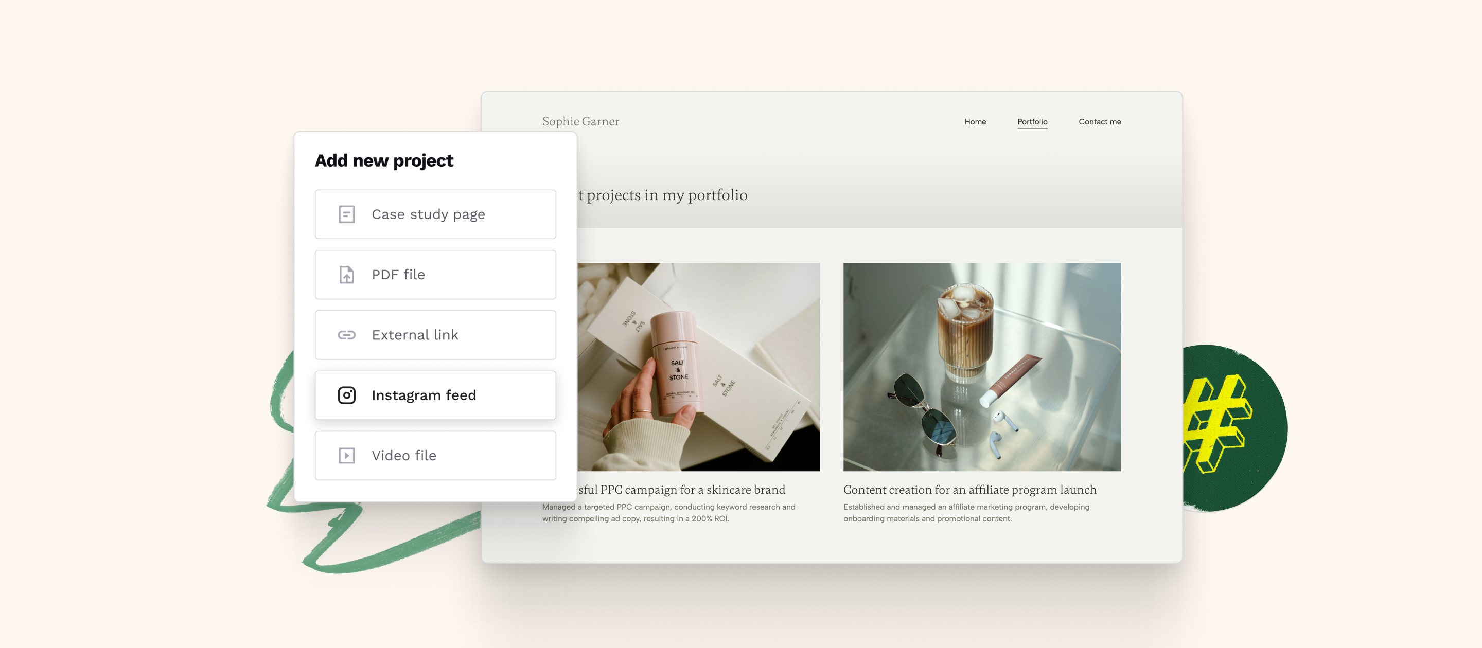 Moodboard showing various UI elements made for Copyfolio by UX studio