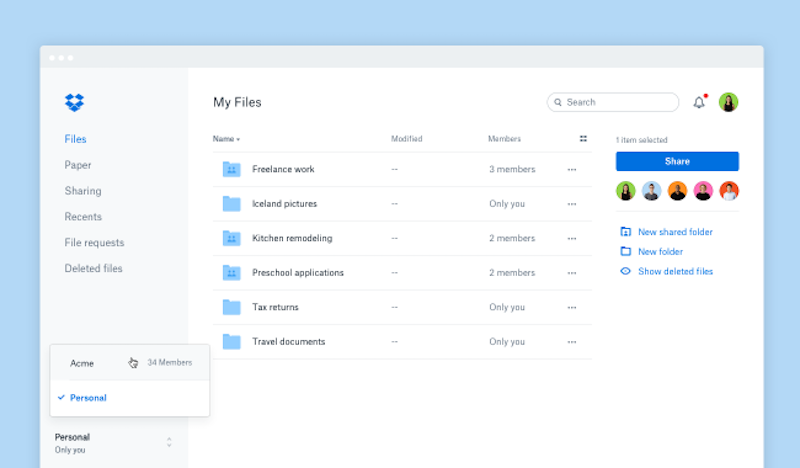 Dropbox's simple but effective UI