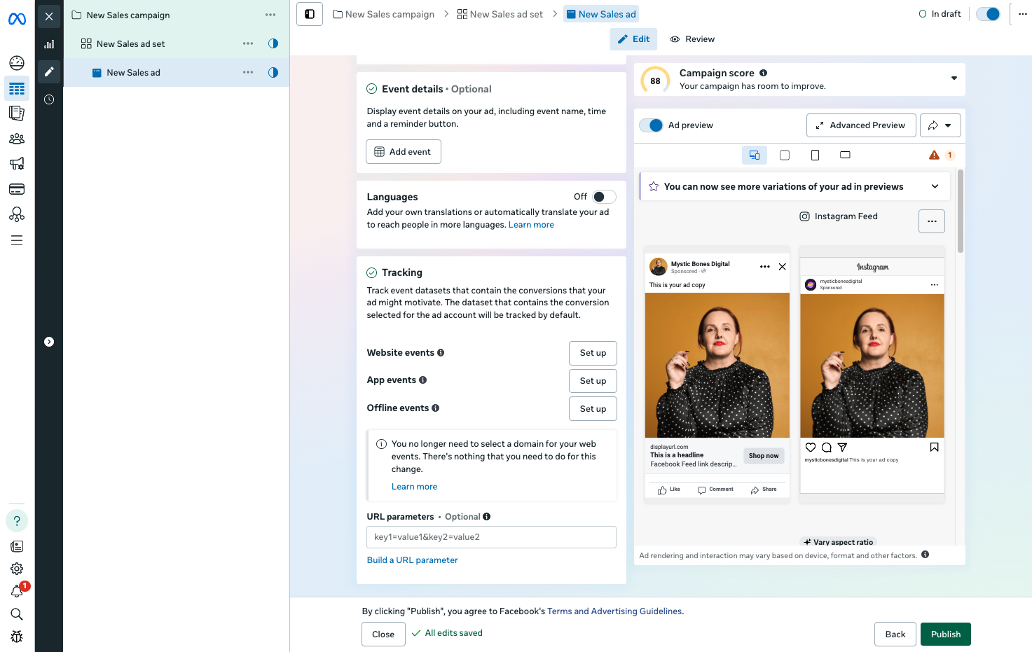 Screenshot of Meta's ad manager, where a lot of things fight for the user's attention