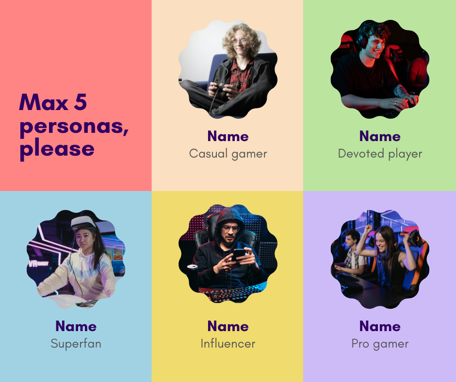 5 personas for gaming, from casual to pro
