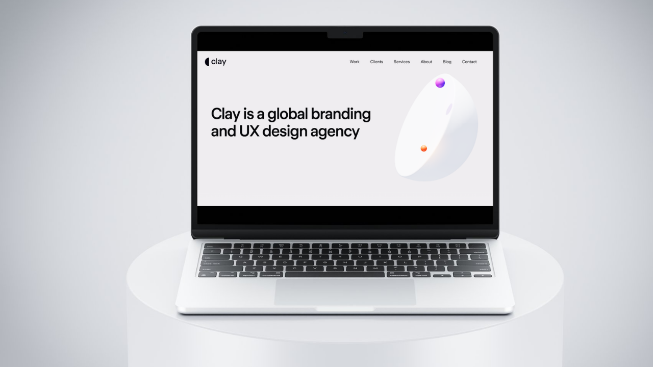 Clay's website features a playful 3D animation. The copy focuses on their global reach.