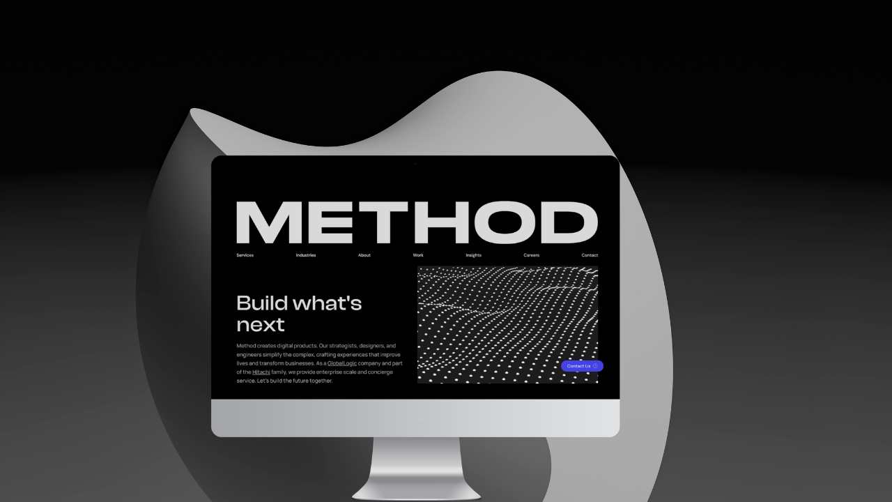 Method's sleek black site invites the reader to bu