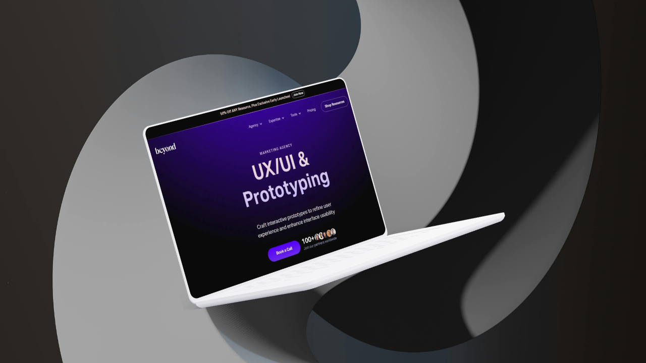 Beyond Agency's website invites clients to craft interactive prototypes to refine user experience and enhance interface usability