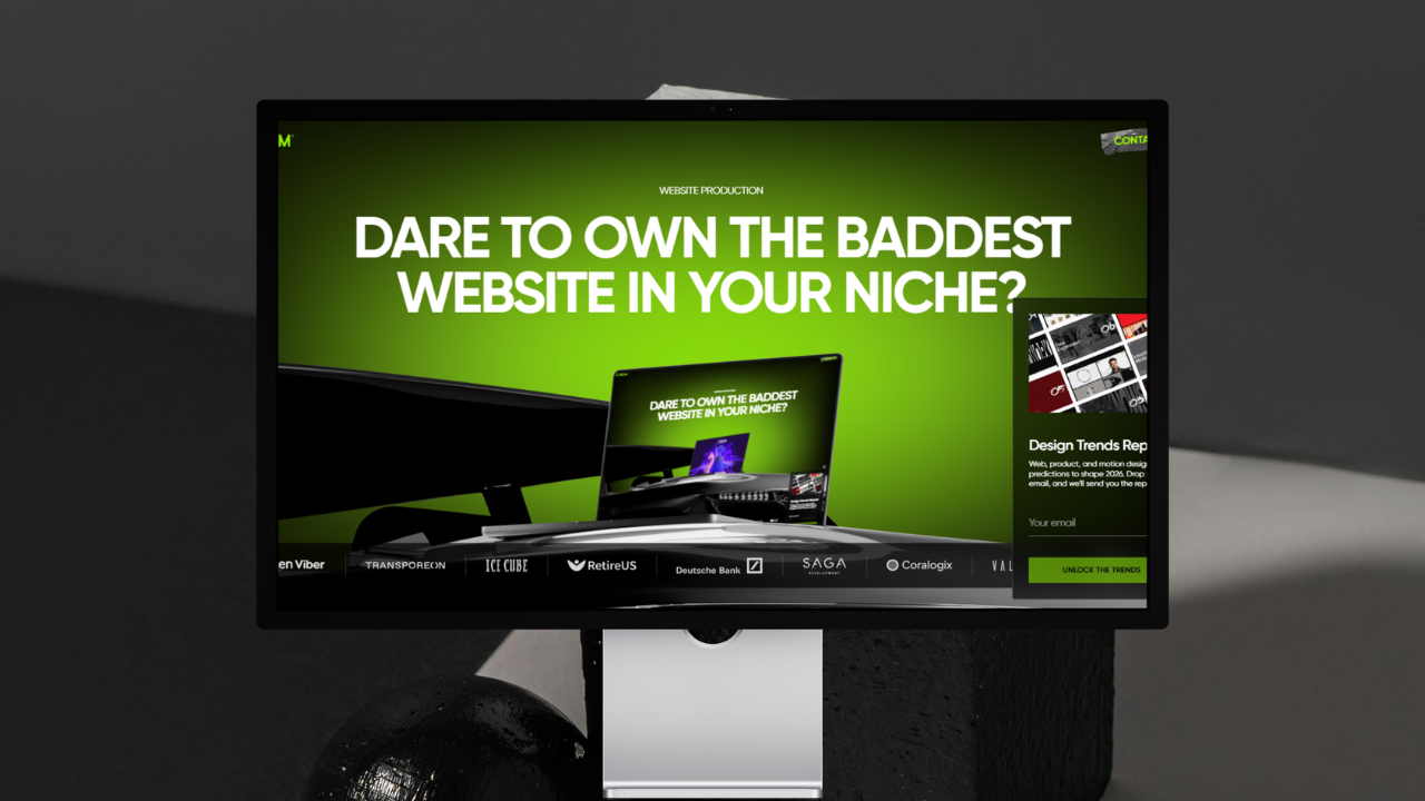 Qream's site shows bold typography and vibrant colors