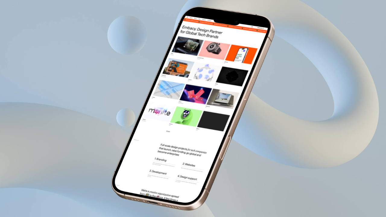 Embacy's website showcases the portfolio of work they did for global tech brands