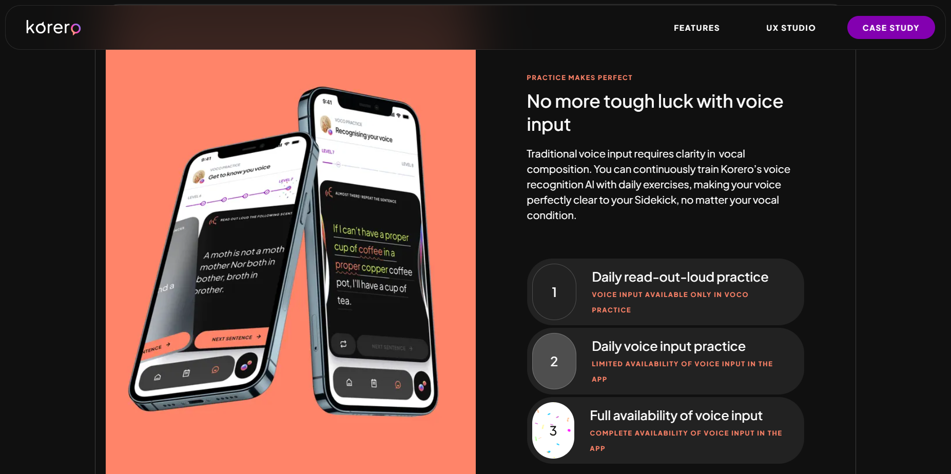 An app and website built by UX studio for an AI sidekick helping hearing impaired users in daily communication