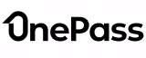 Black OnePass logo with stylised arrow accent and white background.