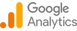 Google Analytics logo with orange and yellow bar chart symbol.