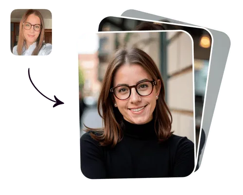 A woman wearing glasses and a black turtle neck sweater.