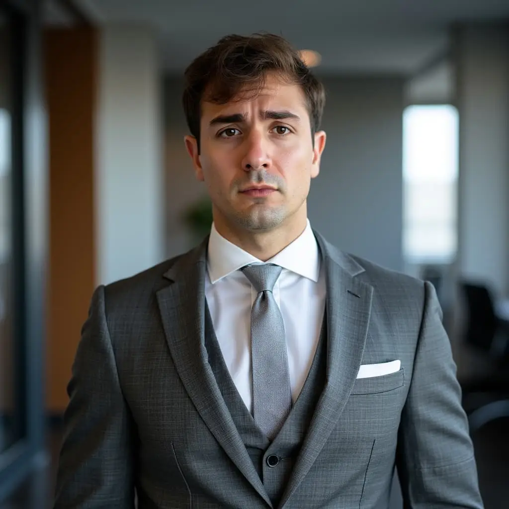 AI headshot of a professional man in an office environment, perfect for LinkedIn and corporate team profiles.