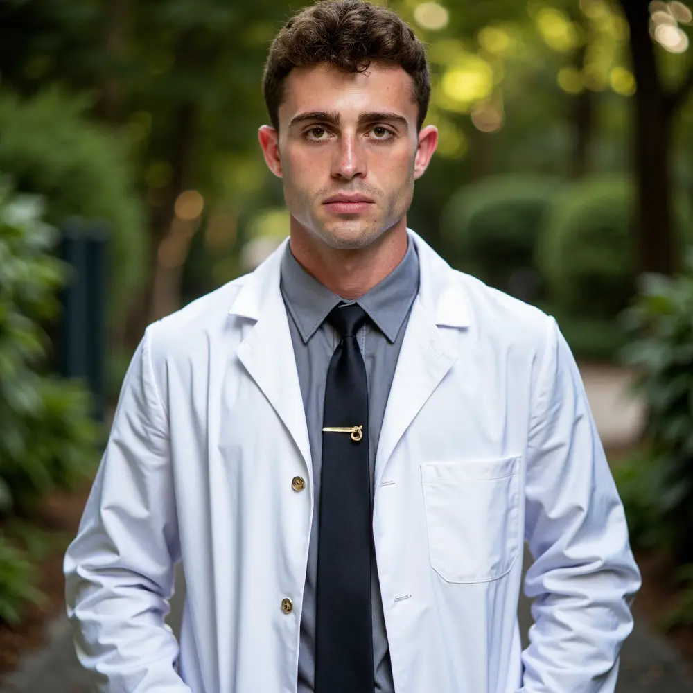 Professional picture of a male young doctor generated with AI by AI SuitUp
