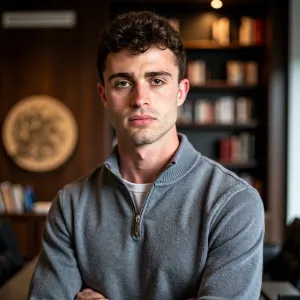 AI-created headshot of a man in a business casual shirt, ideal for online portfolios