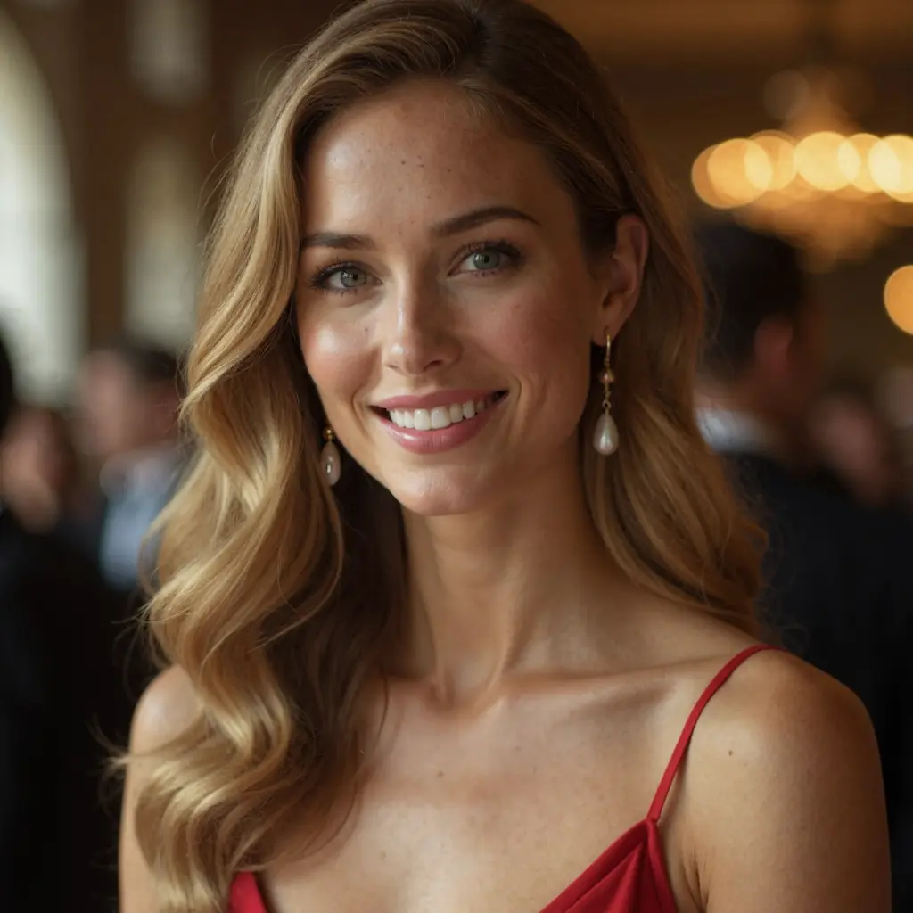 Tinder Profile picture of a stunning blonde woman made with AI SuitUp