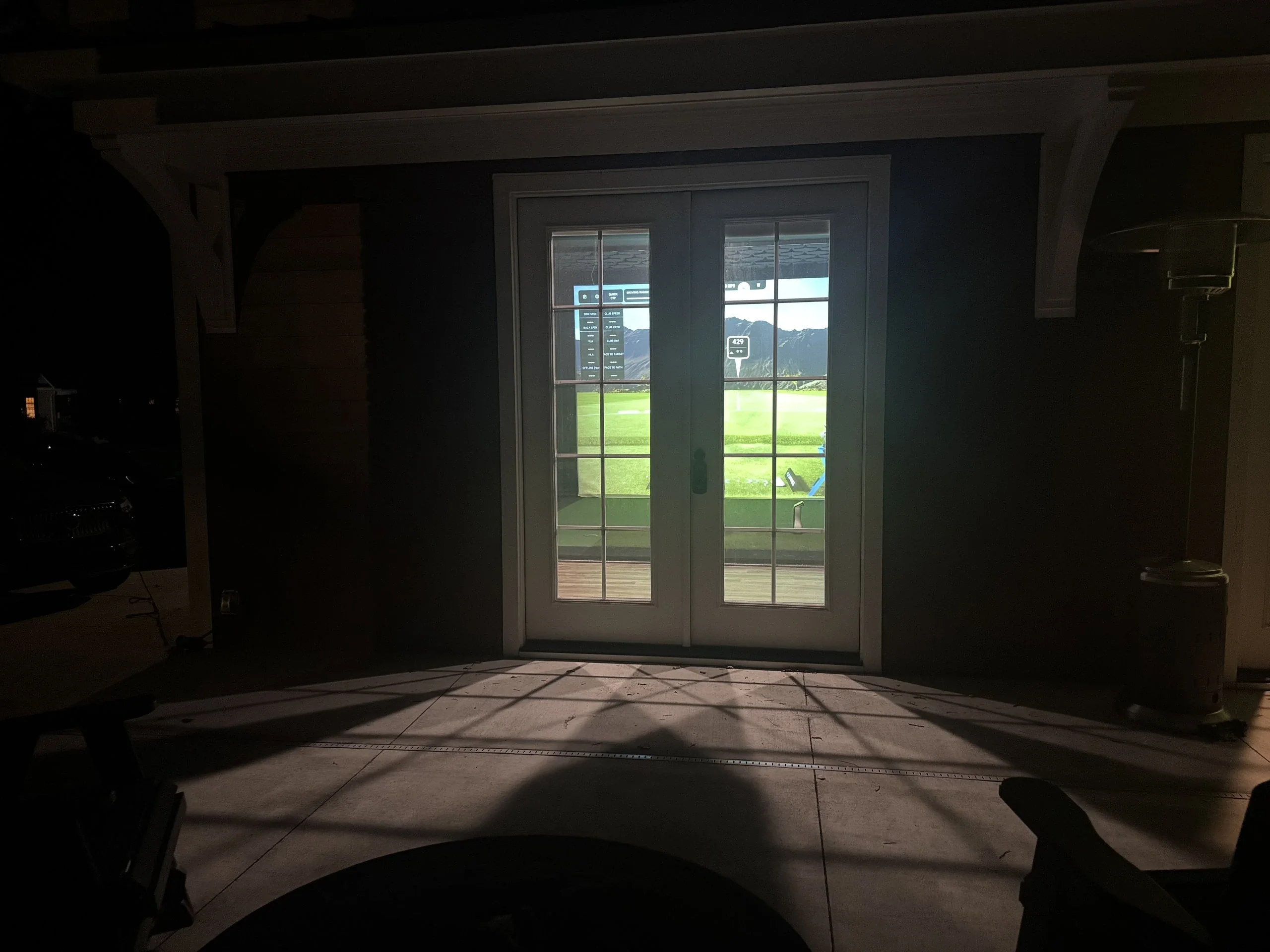 Looking out from the sim at dusk