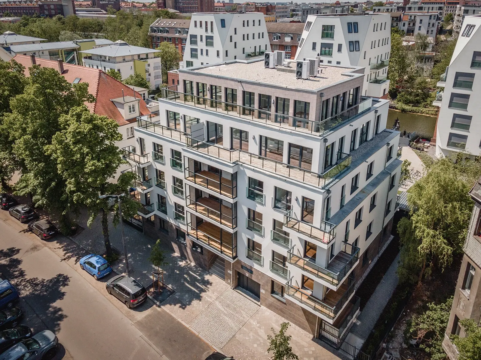 Luftaufnahme einer Solaranlage
