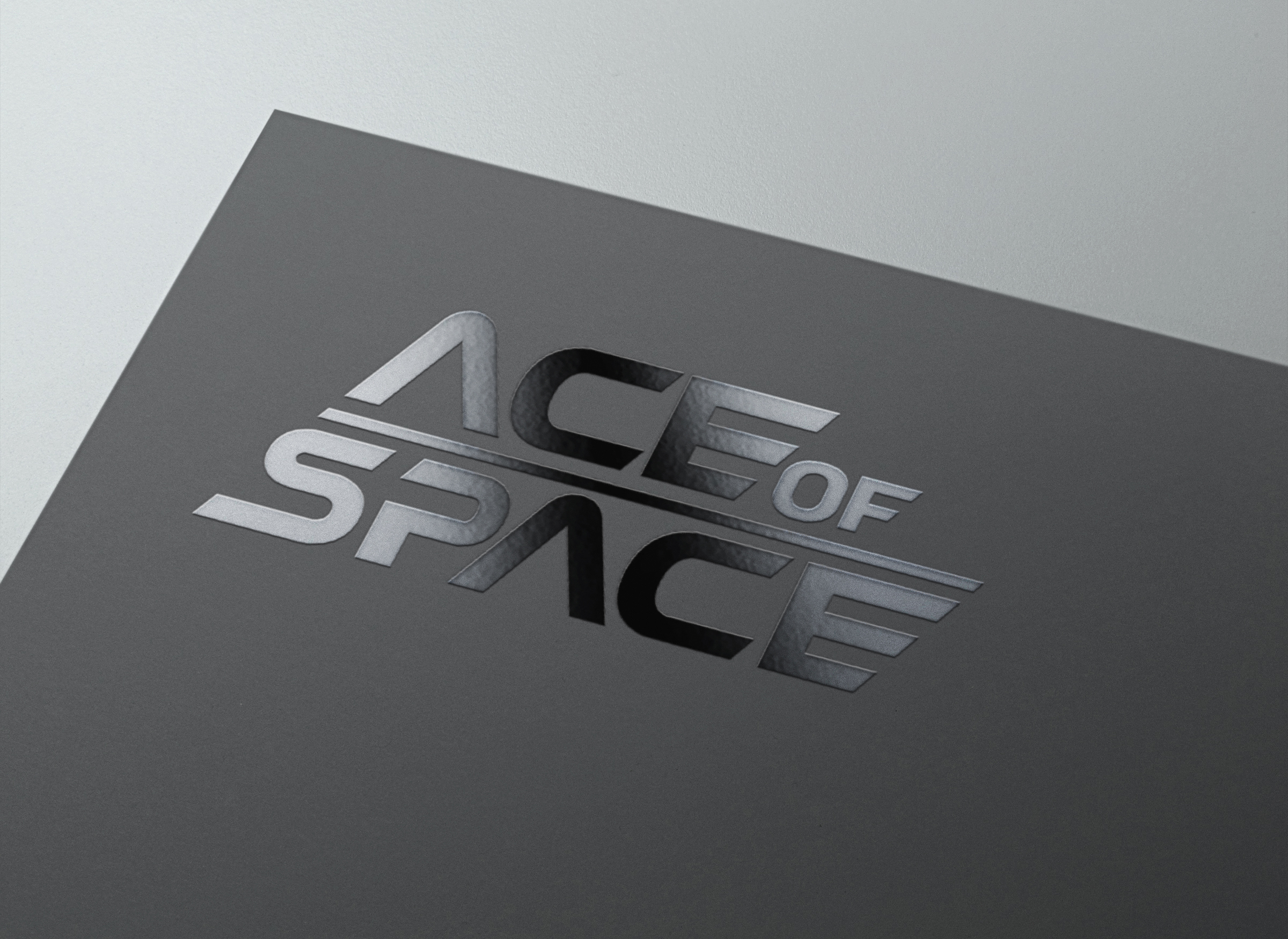 Ace of Space logo high-gloss print on matt black paper.