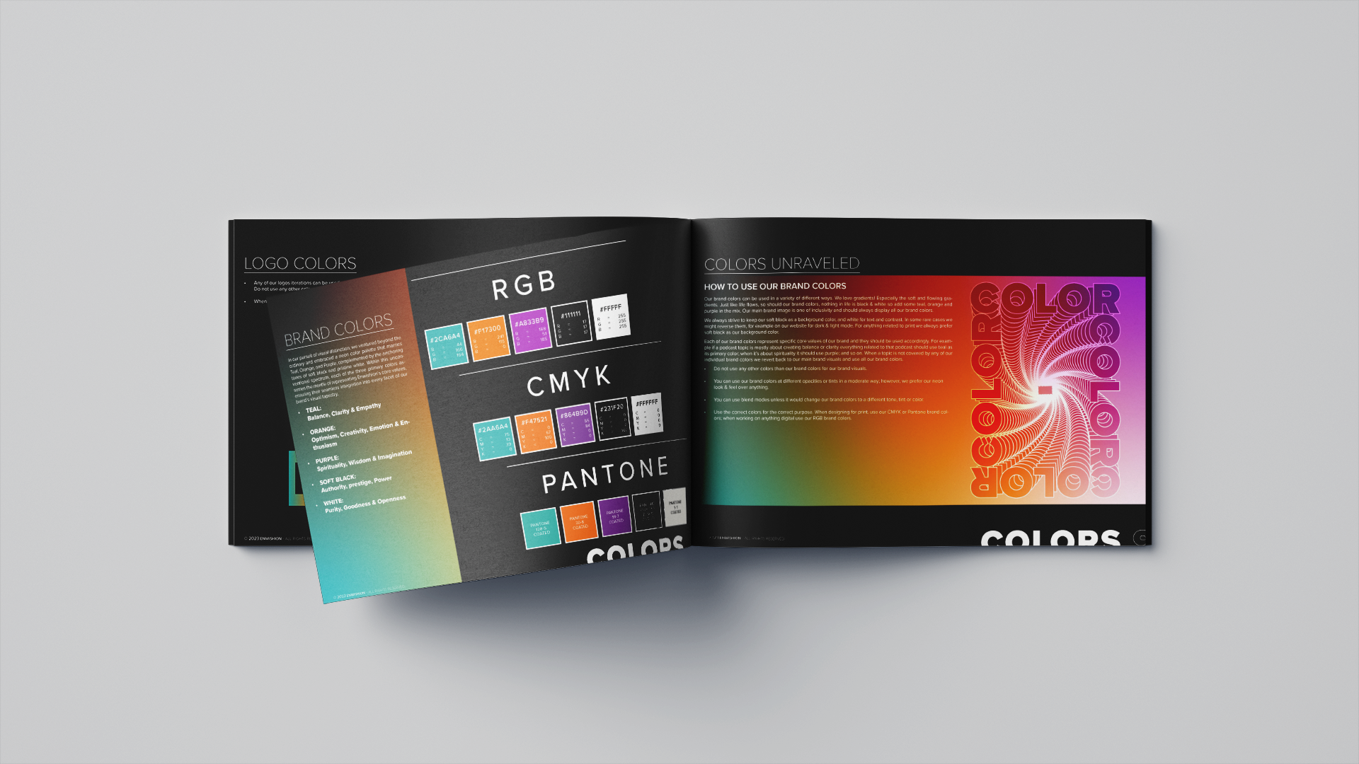 The Enwishion brand style guide booklet.