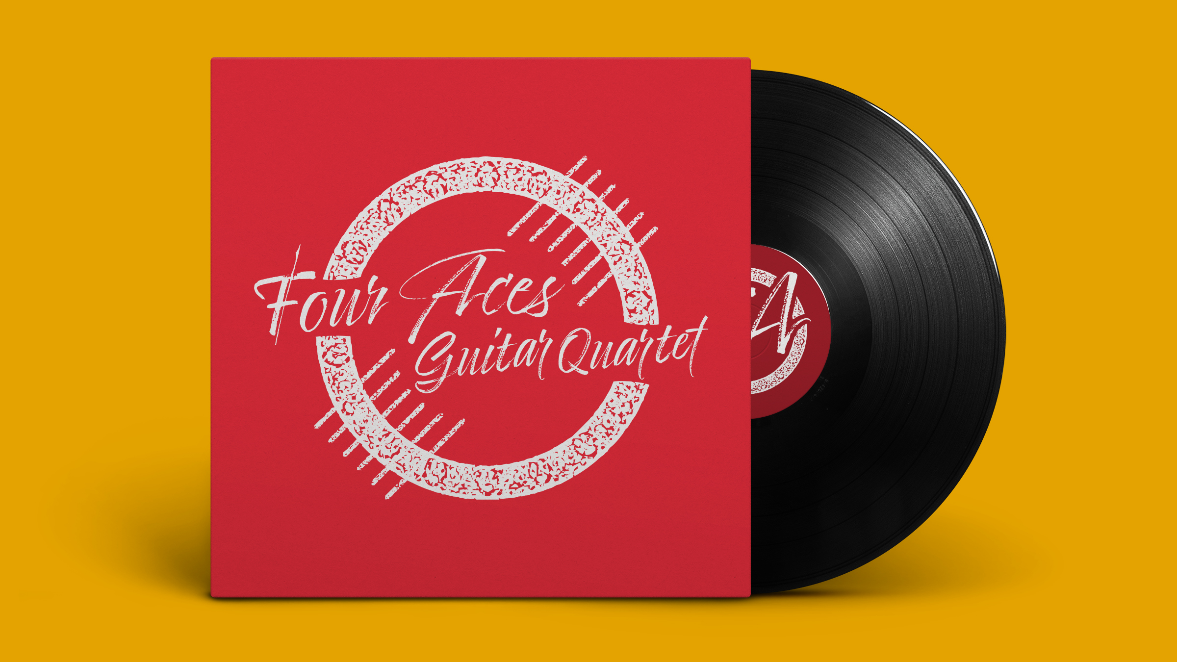 Four Aces Guitar Quartet logo as vinyl cover.