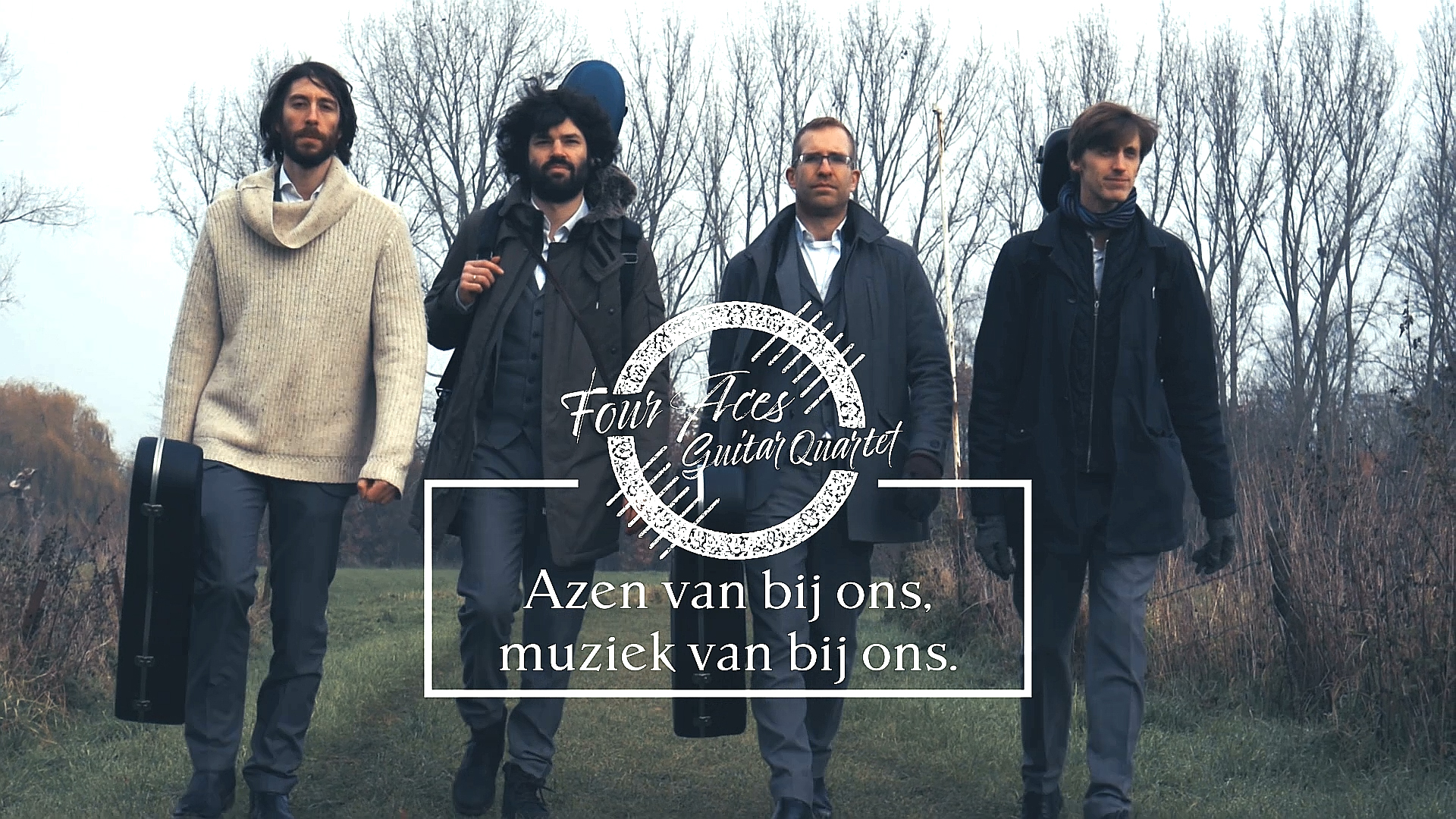 A snapshot of the promo video with all four band members of FAGQ.