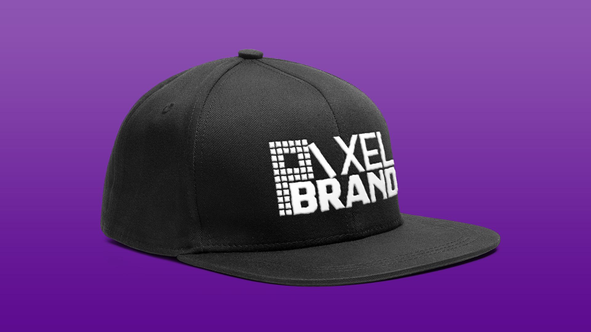 White Pixel Brand logo on a black Snapback (cap).