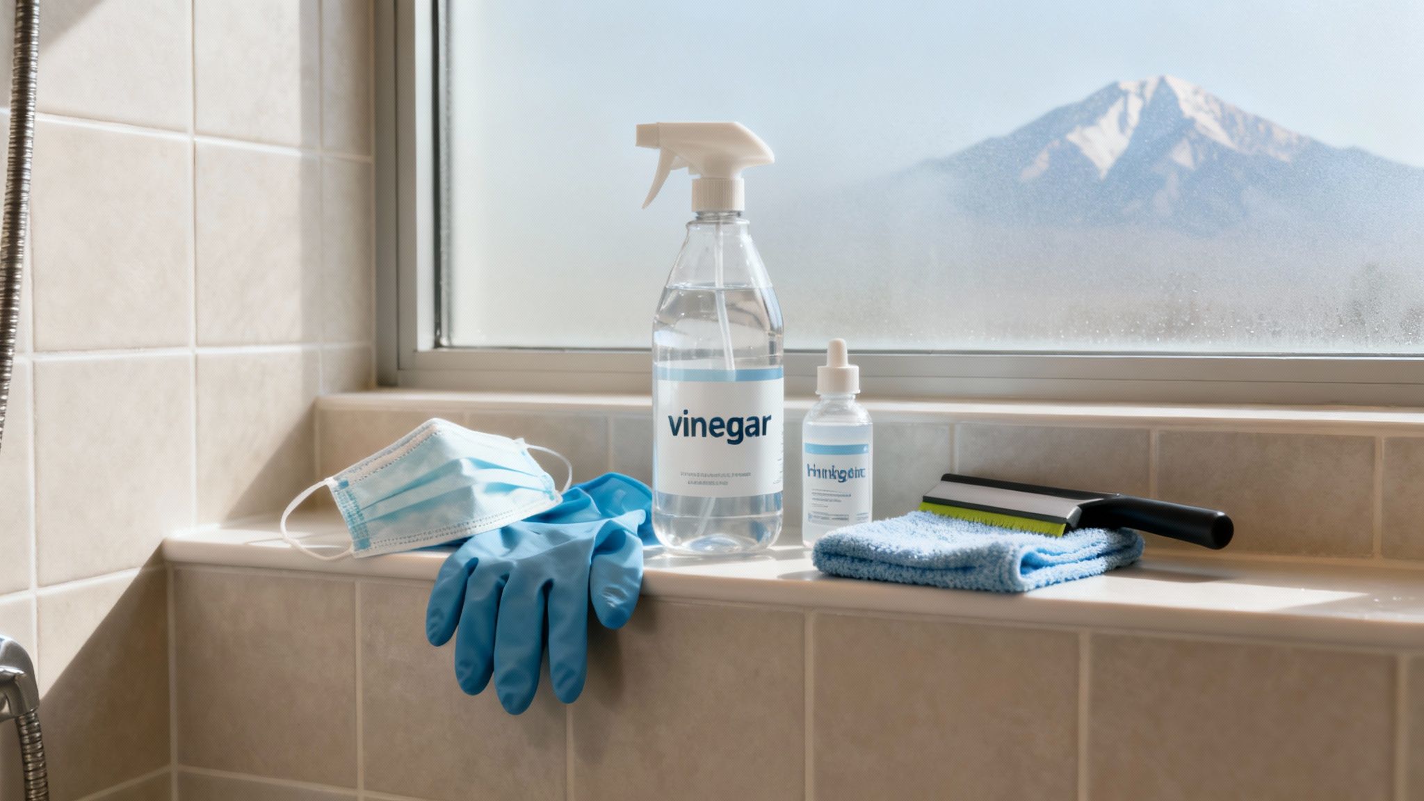 A clean, modern shower with white tiles and a glass door.