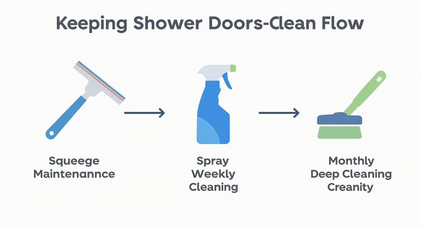 Infographic about how to keep glass shower doors clean