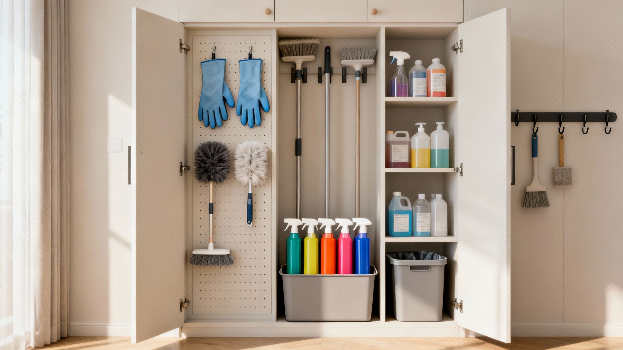 Split cupboard zones for cleaning