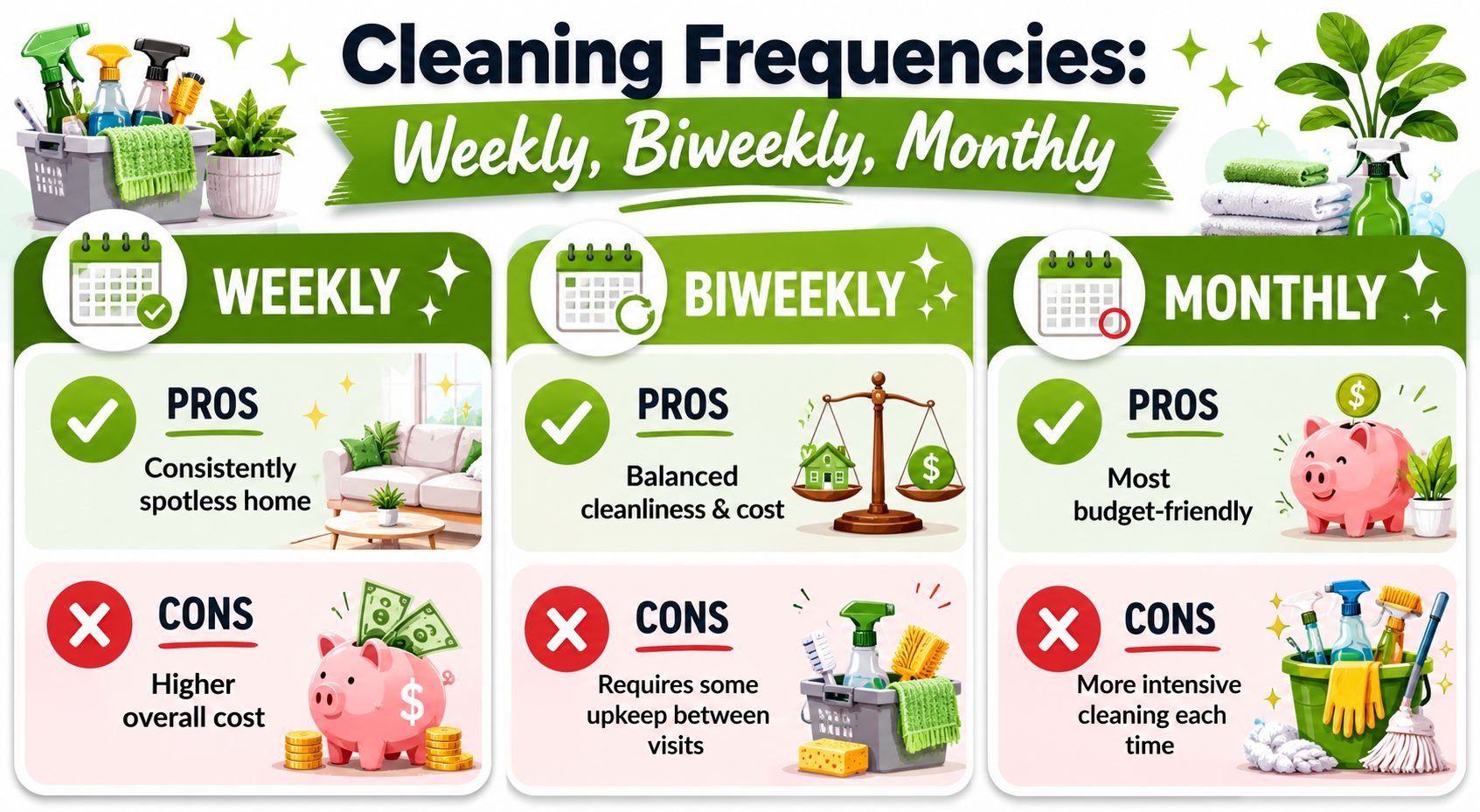 Comparing Biweekly vs Weekly and Monthly Service
