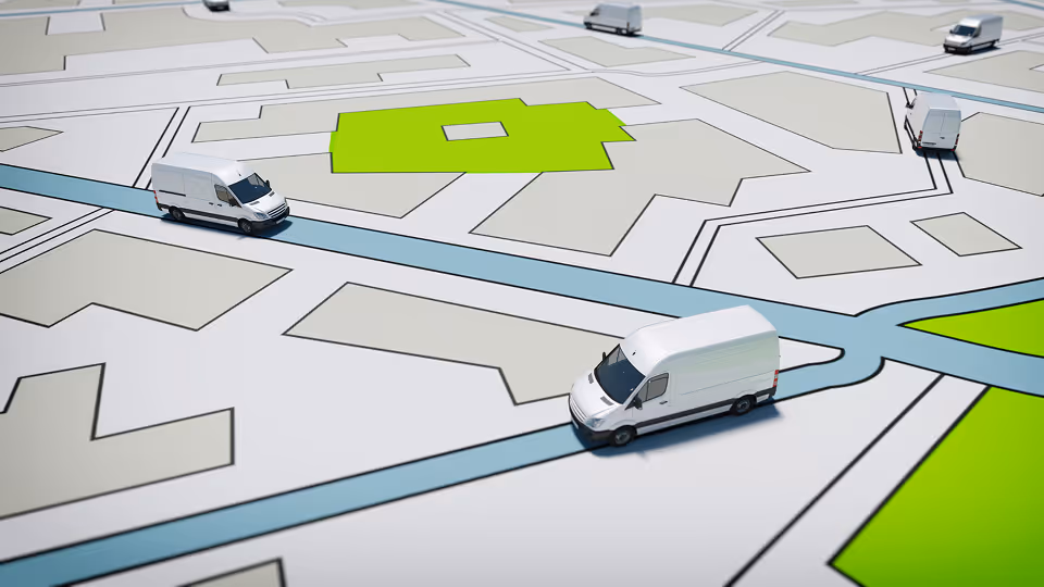 auf einer 1-D-Straßenkarte fahren 3-D-Autos