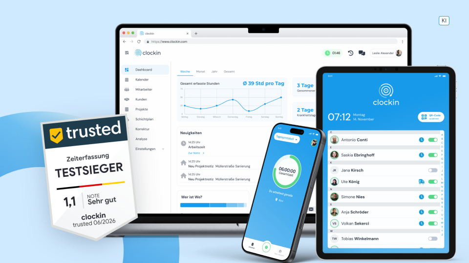 clockin ist Testsieger im Zeiterfassungs-Vergleich von trusted