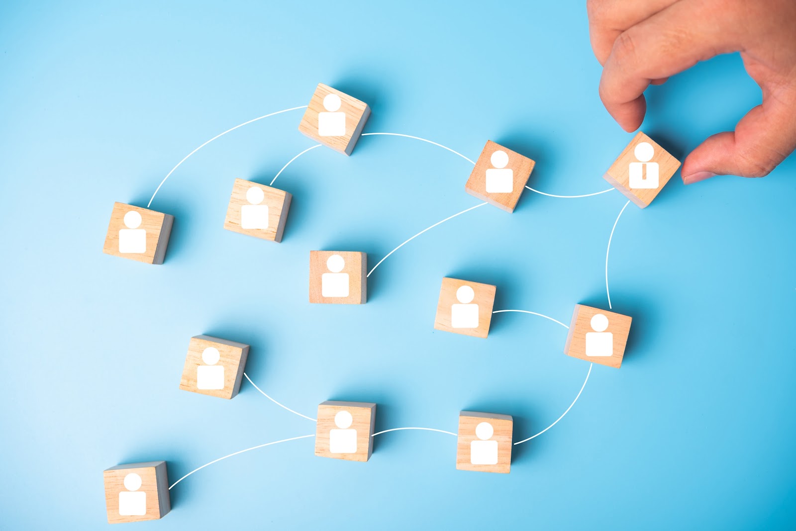 Blocks connected by lines representing a relationship mapping process
