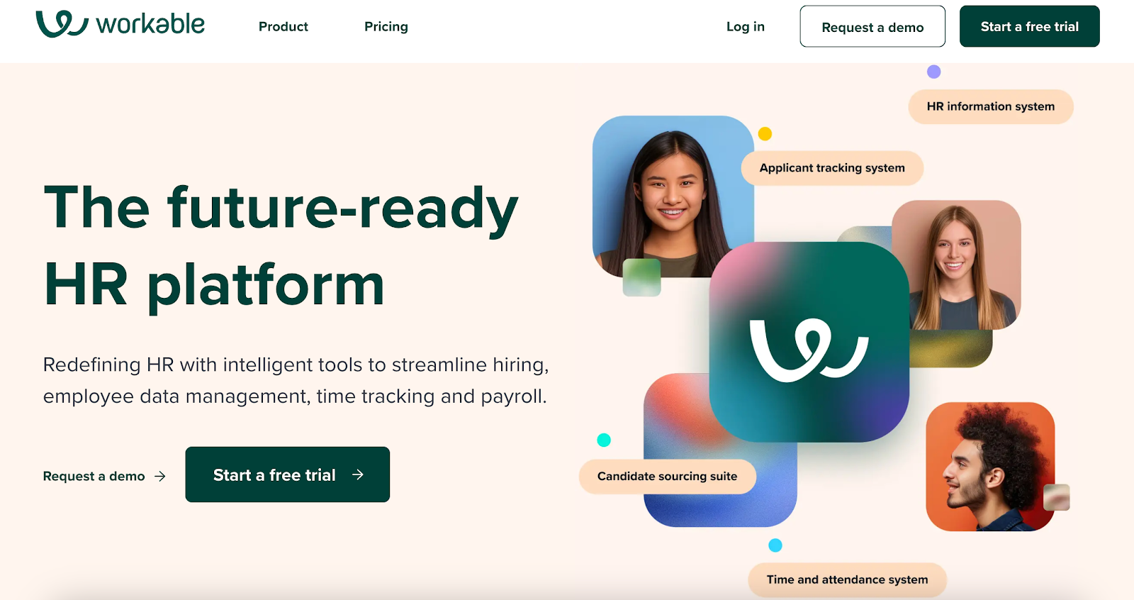 Screenshot of Workable's website homepage