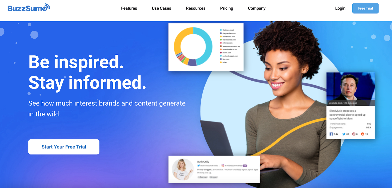 Screenshot of BuzzSumo's website homepage